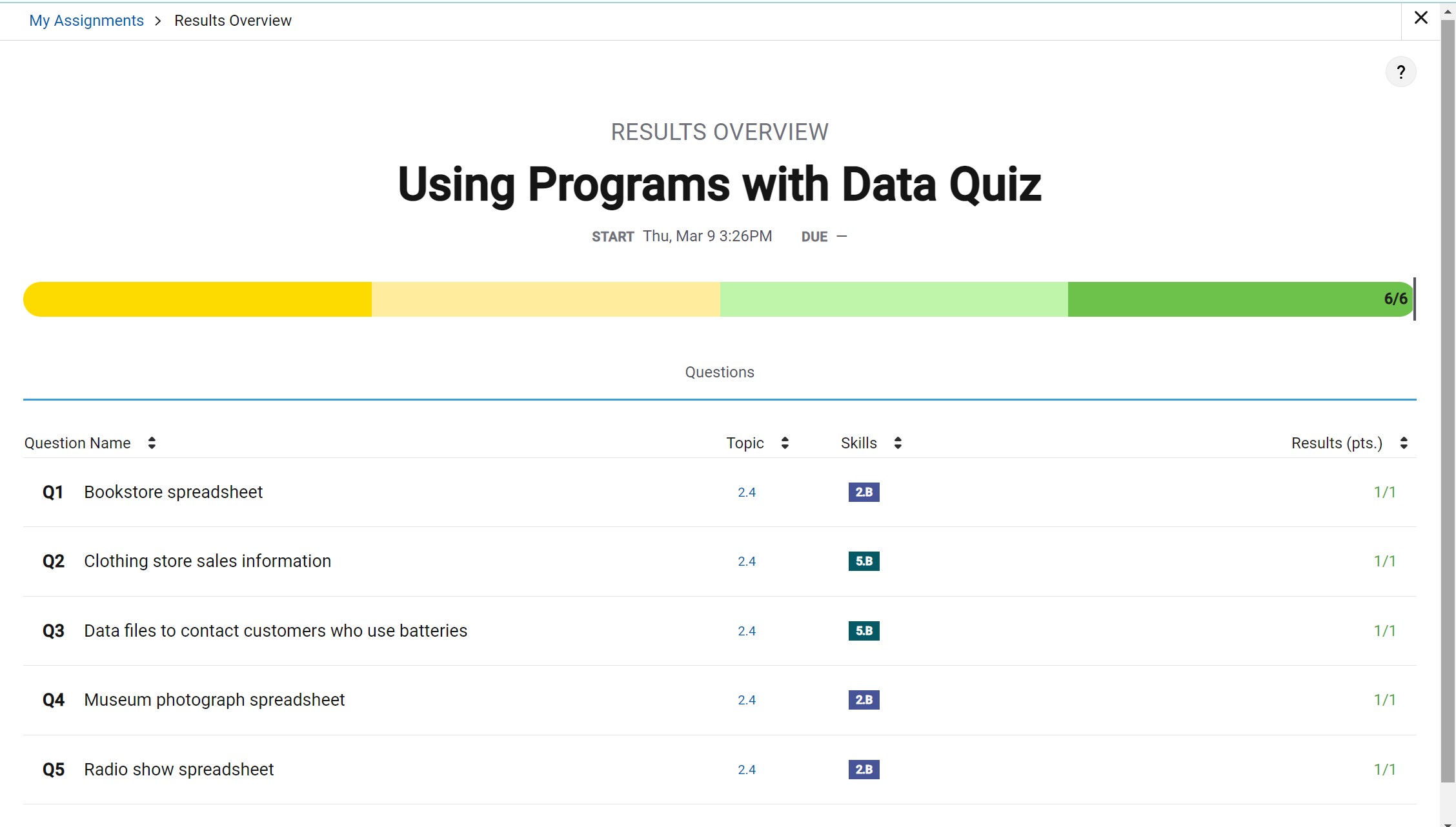 Using Programs Quiz